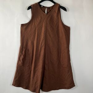 Lands' End Linen Dress 1X Sleeveless‎ Shift Resort Beachy Lagenlook Minimal